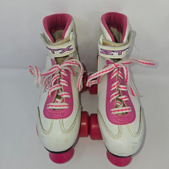 Pacer Girls' Roller Skates ZTX SR Series Pink White Leather Youth Size 3 VG - Picture 8 of 16